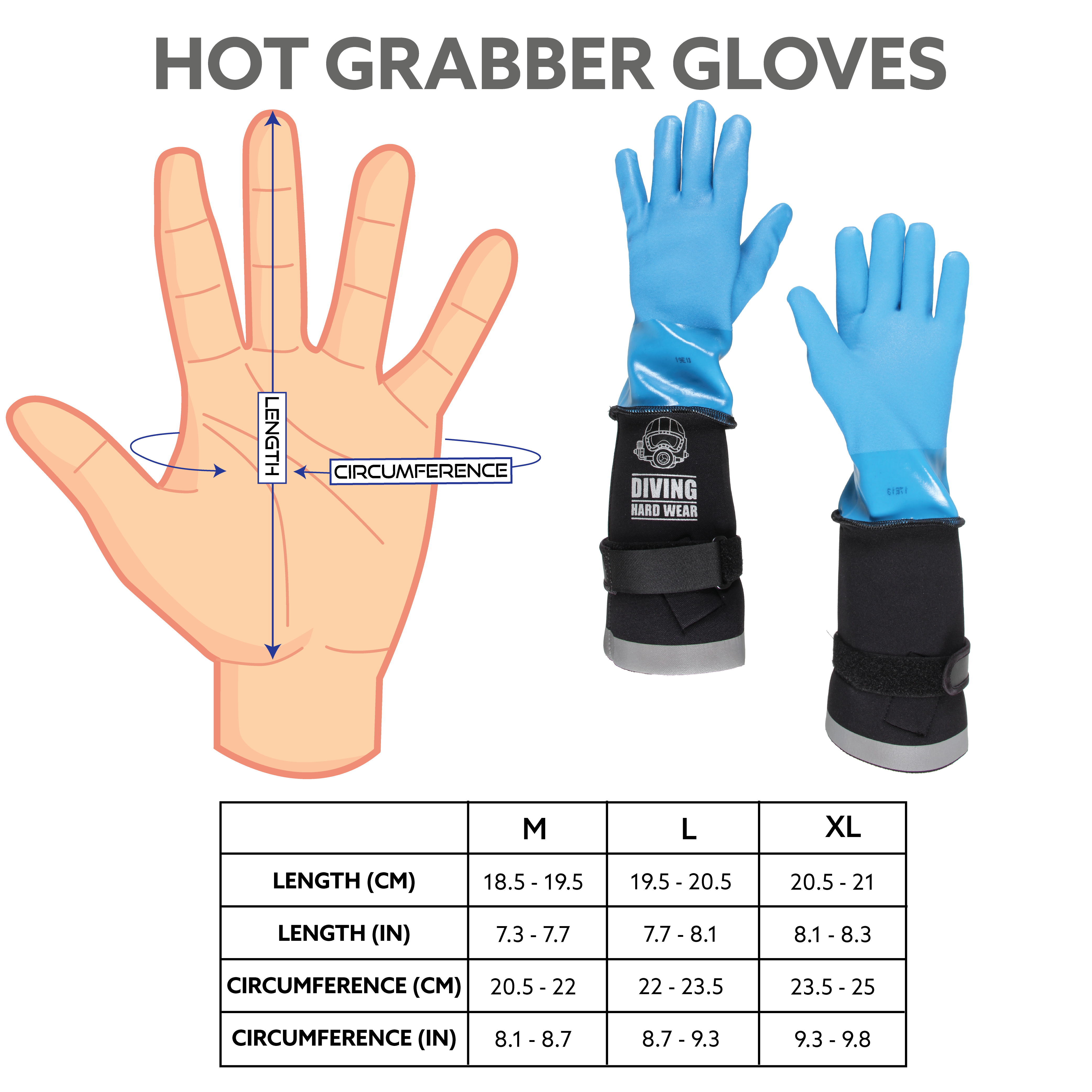 hot grabber glove size chart
