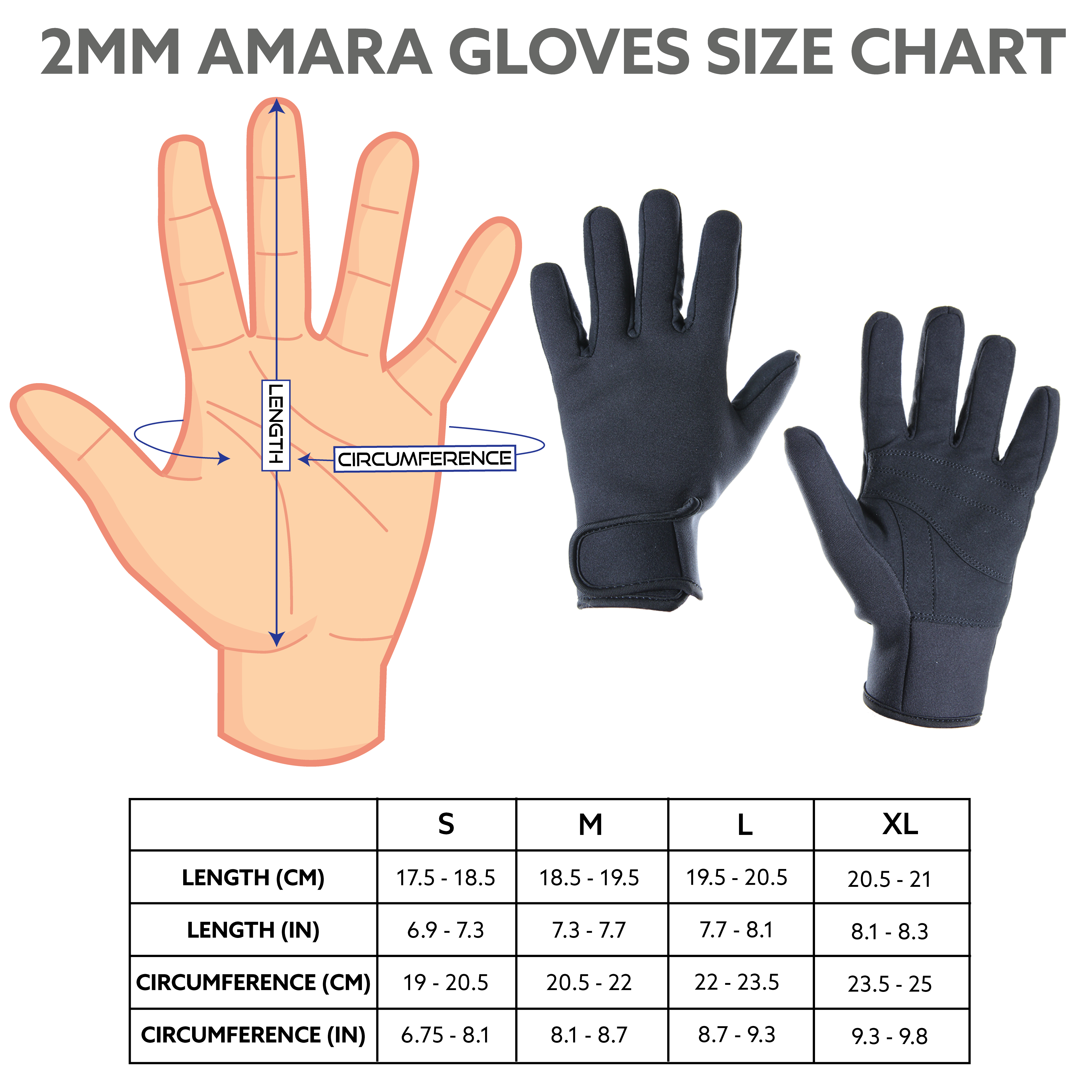 amara glove size chart